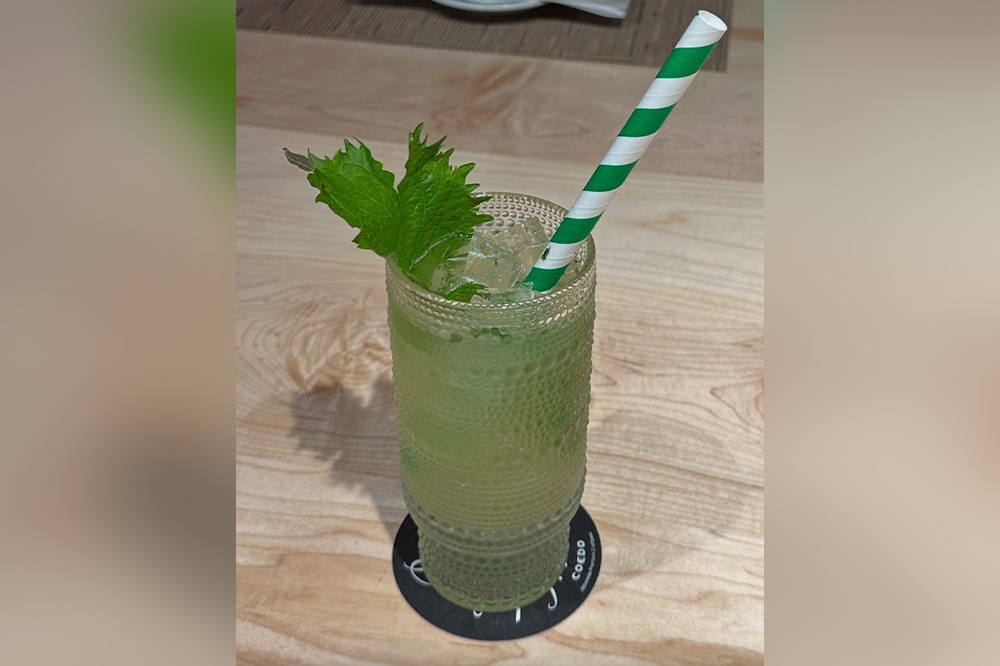 Shiso cucumber cocktail served at Roppongi Robata and Sushi